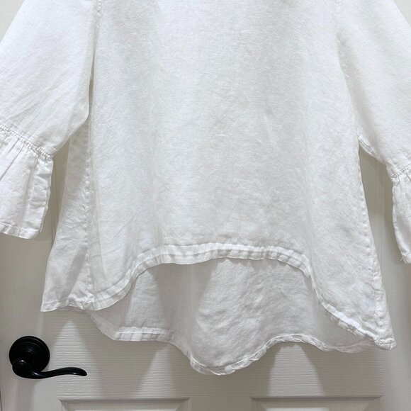 Bryn Walker Fran Women's 100% Linen Tunic Top Size XS White Ruffle Sleeves Boho - Picture 8 of 12